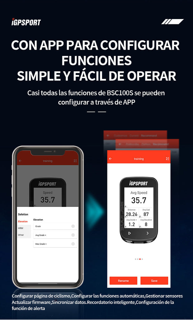 App Ciclocomputador BSC100S iGSPORT Chile SERJAF Cycling