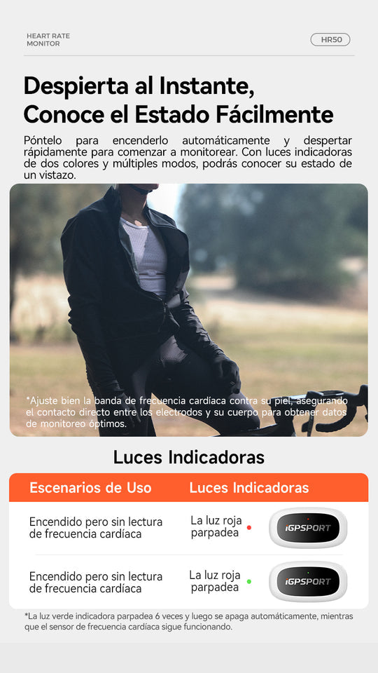 Banda Cardíaca HR50 igpsport con correa de tela ergonómica y ajustable, envío a todo Colombia, disponible en SERJAF cycling