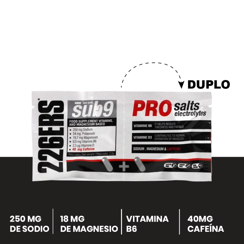 SUB9 PRO SALTS ELECTROLYTES 226ERS de 2 Cápsulas para hidratación deportiva, cilcimos, running, triatlón, envío a todo Colombia, compra con Addi y Sistecrédito